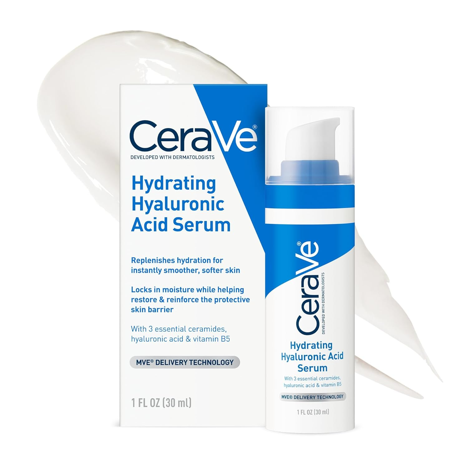 Cerave Hyaluronic Acid Serum for Face with Vitamin B5 and Ceramides, Hydrating F