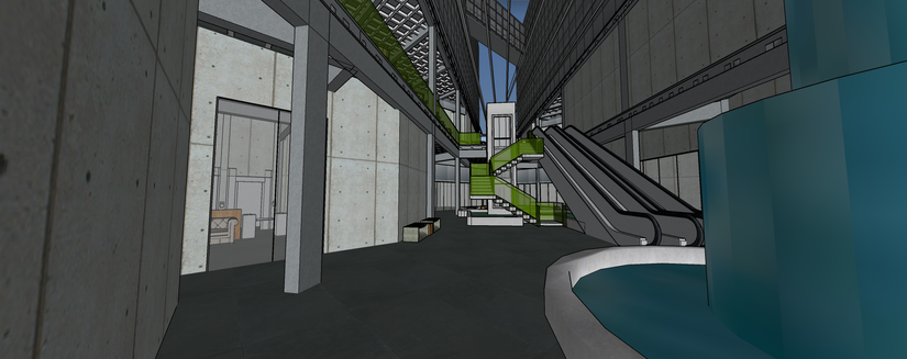 Edifício corporativo com shopping