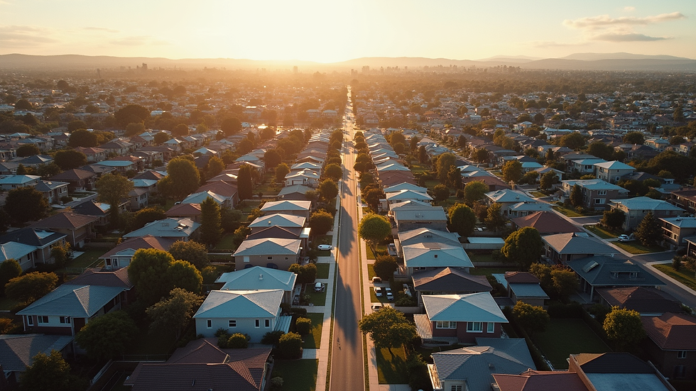 High angle view of a Perth suburb with houses and streets