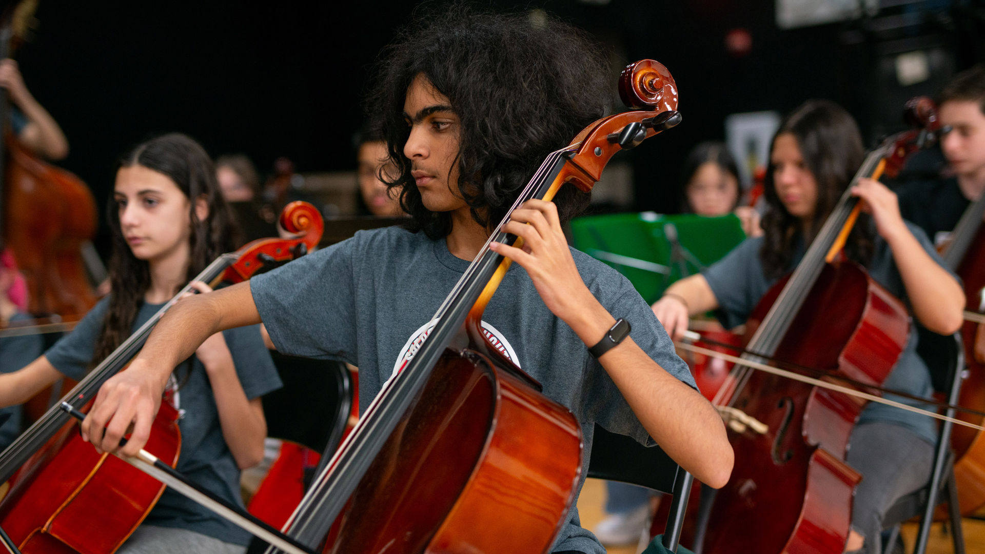 Young musicians in concert performance