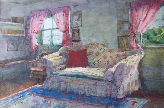 Alma Gogin artist for sale watercolour interior scenes Bloomsbury Brighton SuNicholas Holloway 