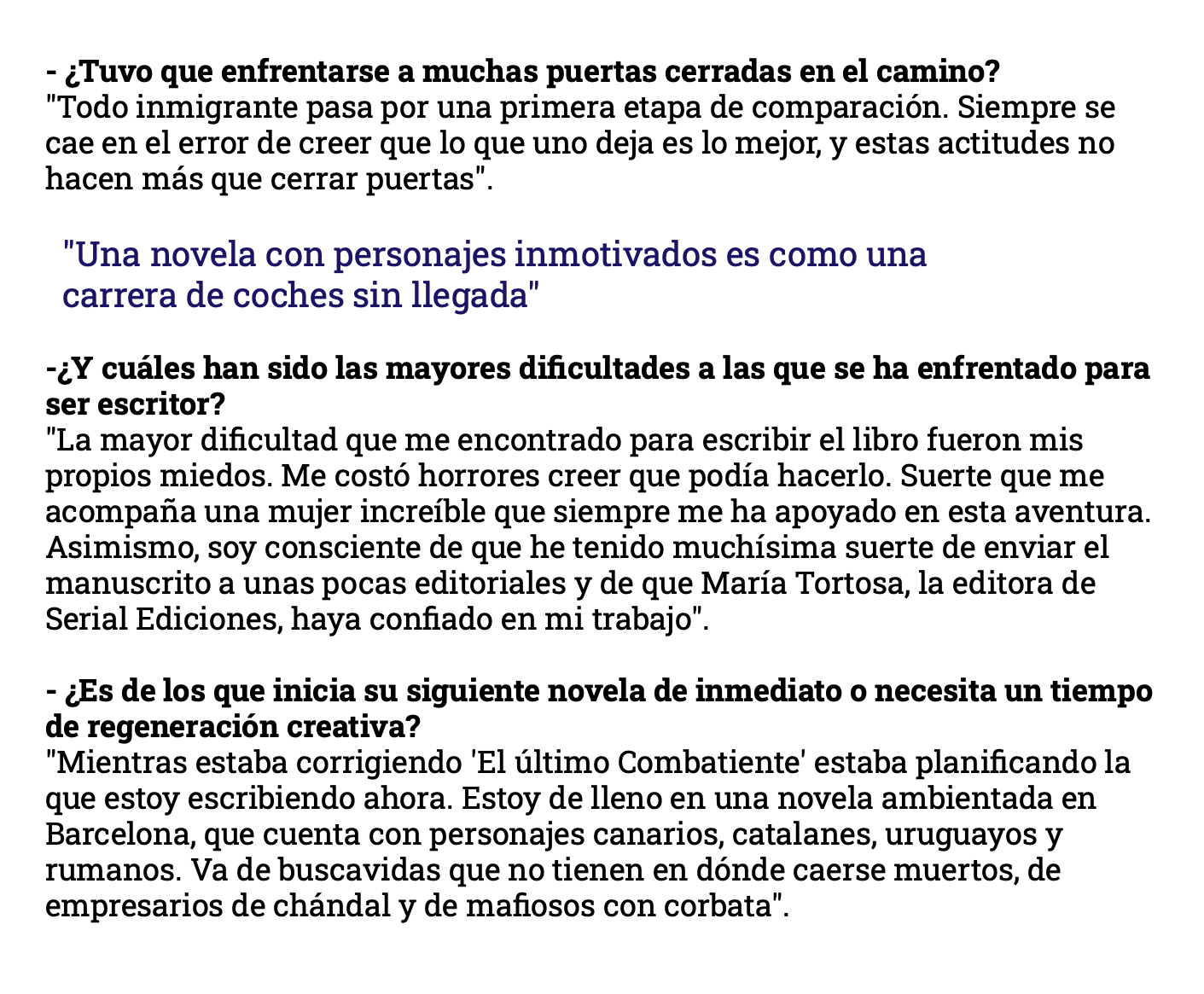 Entrevista al escritor uruguayo Maximiliano Rodríguez Vecino, realizada por la periodista Melanie Reiriz para el periódico Atlántico Hoy.