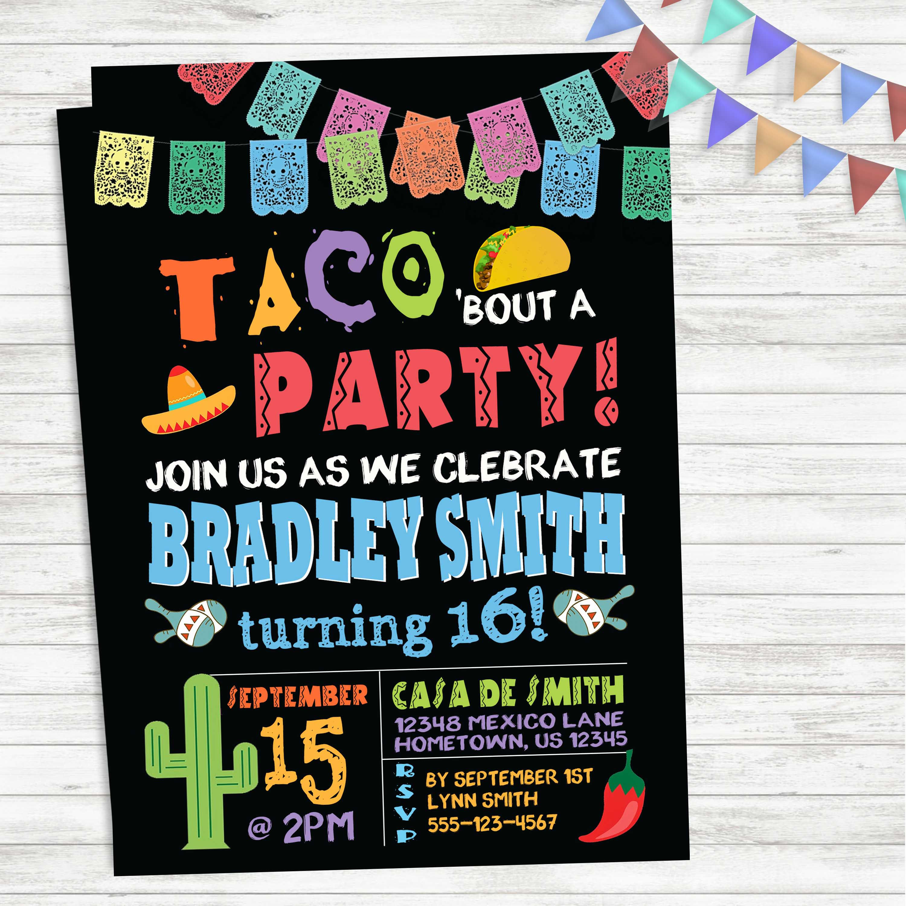 Taco Mexican Fiesta Party Invitation