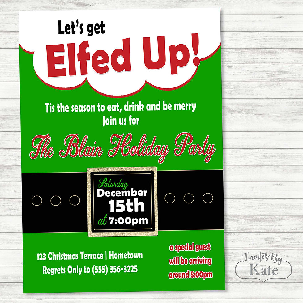 Elf up Suit Holiday Christmas Party Invite