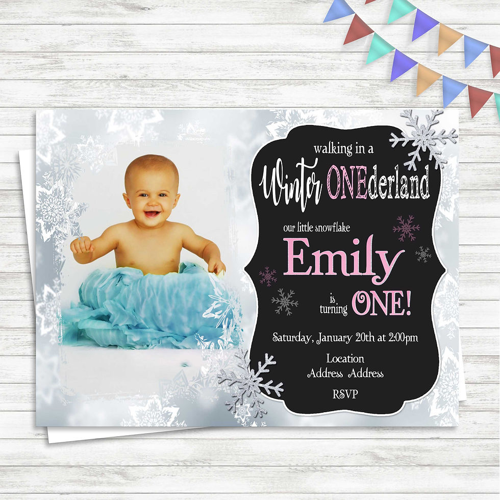 Winter Onederland Snowflake Birthday Invitation
