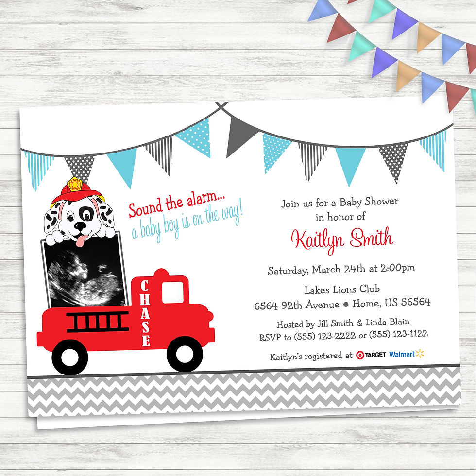 Dalmatian Fire truck dog baby shower