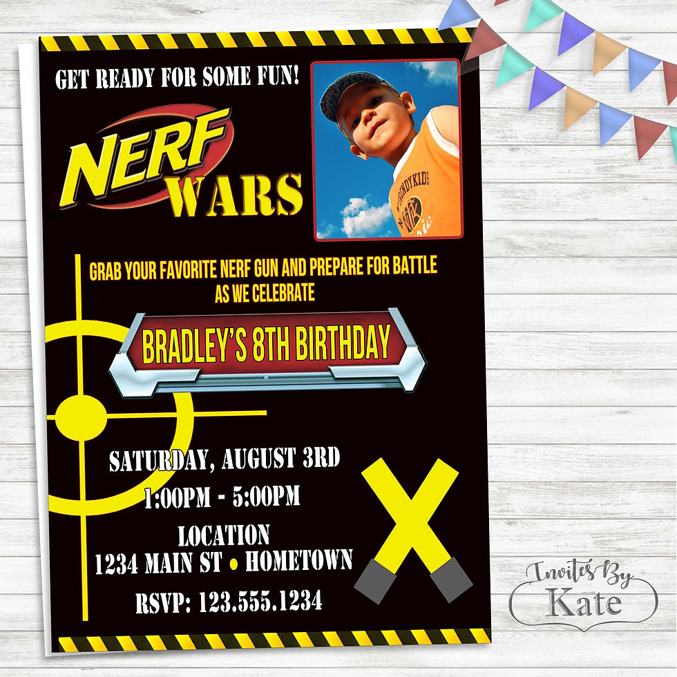 Nerf Wars Birthday Party Invitation