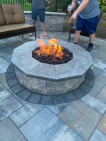 New firepit in Webster, NY. Designed and Installed by Rochester Landscape Designs, Inc.