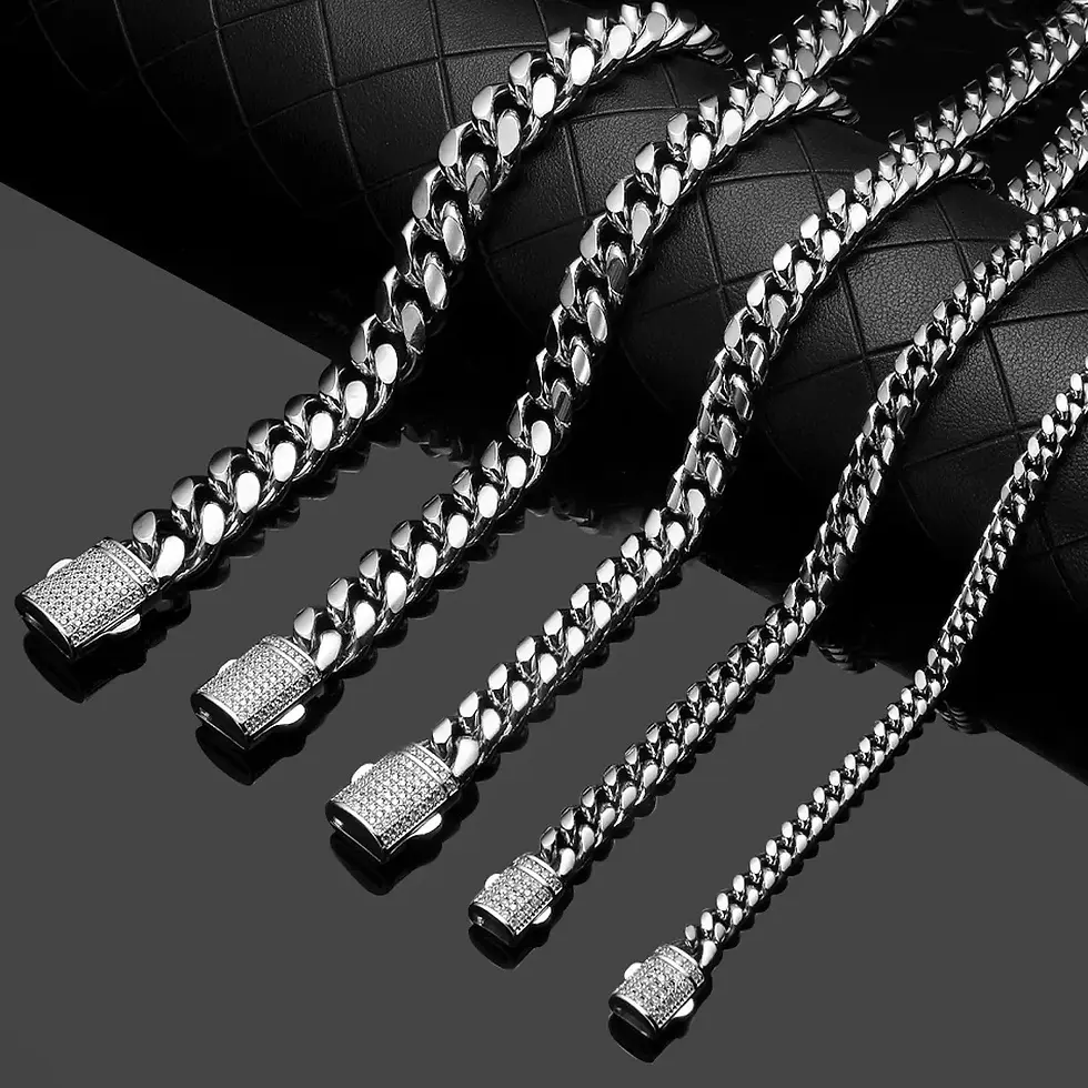 Thumbnail: 6mm-18mm Any Length 7-40inch 316L Stainless Steel Miami Curb Cuban Chain Neck