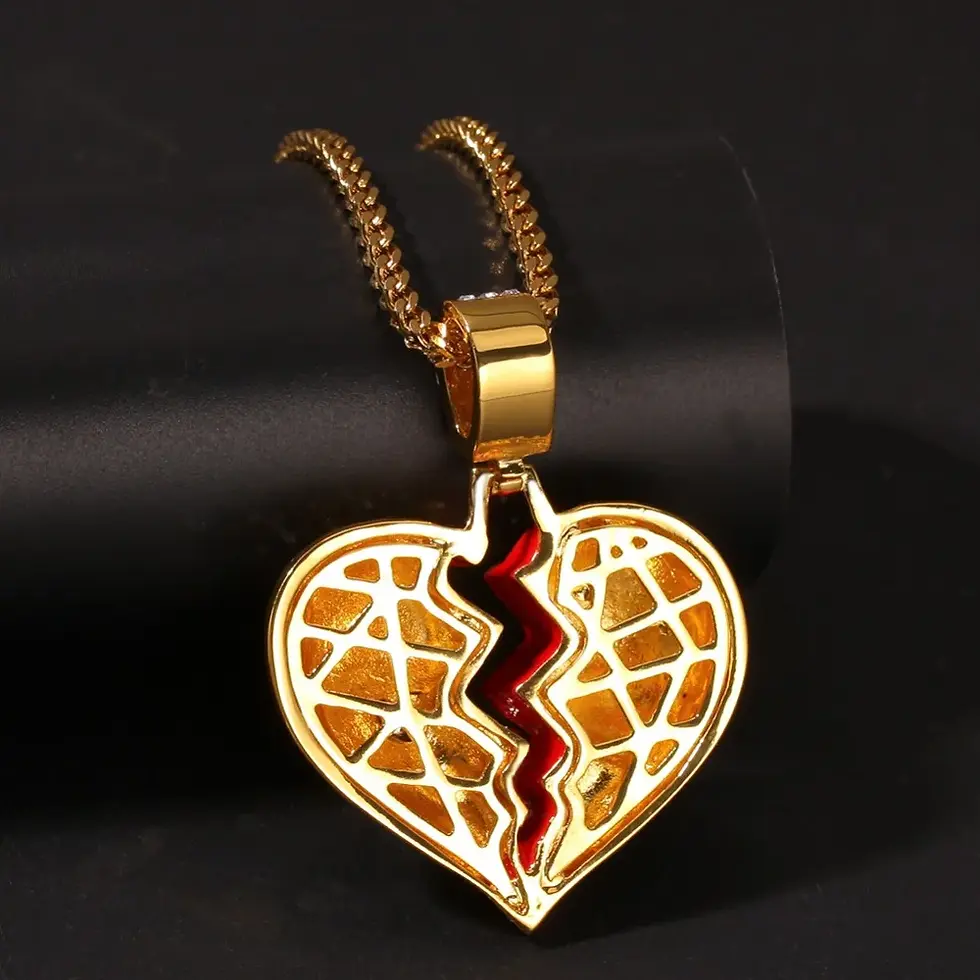 Thumbnail: The BLING KING Iced Out Broken Heart With Bandage Pendant Lovely Micro Paved Rhi