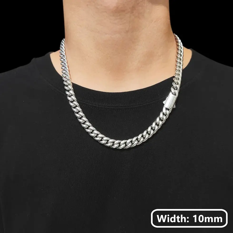 Thumbnail: Hip Hop PVD Plated Stainless Steel Necklace Snap Clasp Men Miami Cuban Link Chai