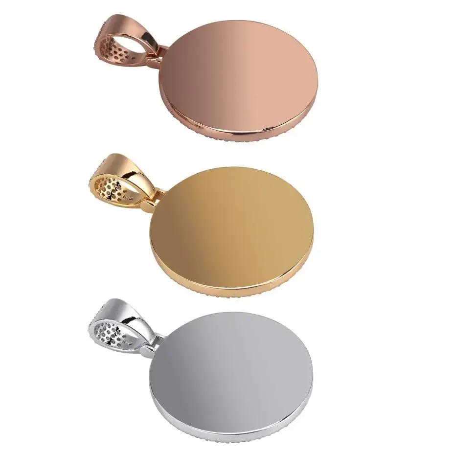 Thumbnail: Custom Photo Memory Medallions Solid Pendant Necklace With Tennis Chain Hip Hop