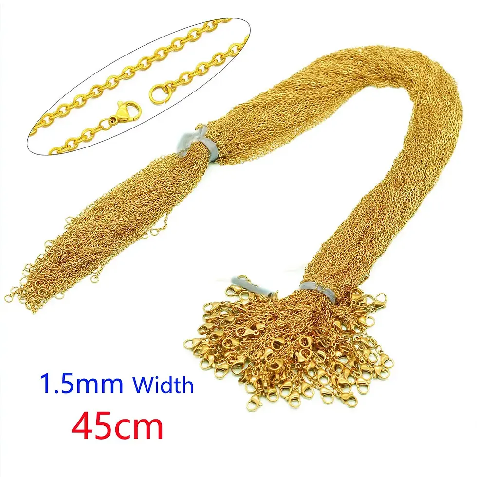 Thumbnail: 100pcs/Lot Bulk Wholesale 304 Stainless Steel Cable Link Rolo Chain Necklace Gol
