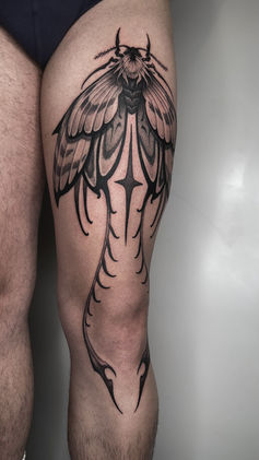 Tatuaje blackwork en negro detallado hecho en Madrid centro en Bitacora tattoo