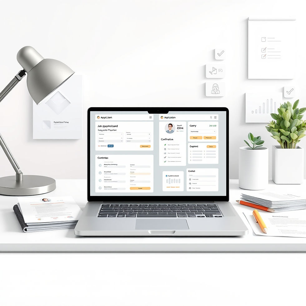 A clean and modern concept scene representing application and placement, featuring a lapto