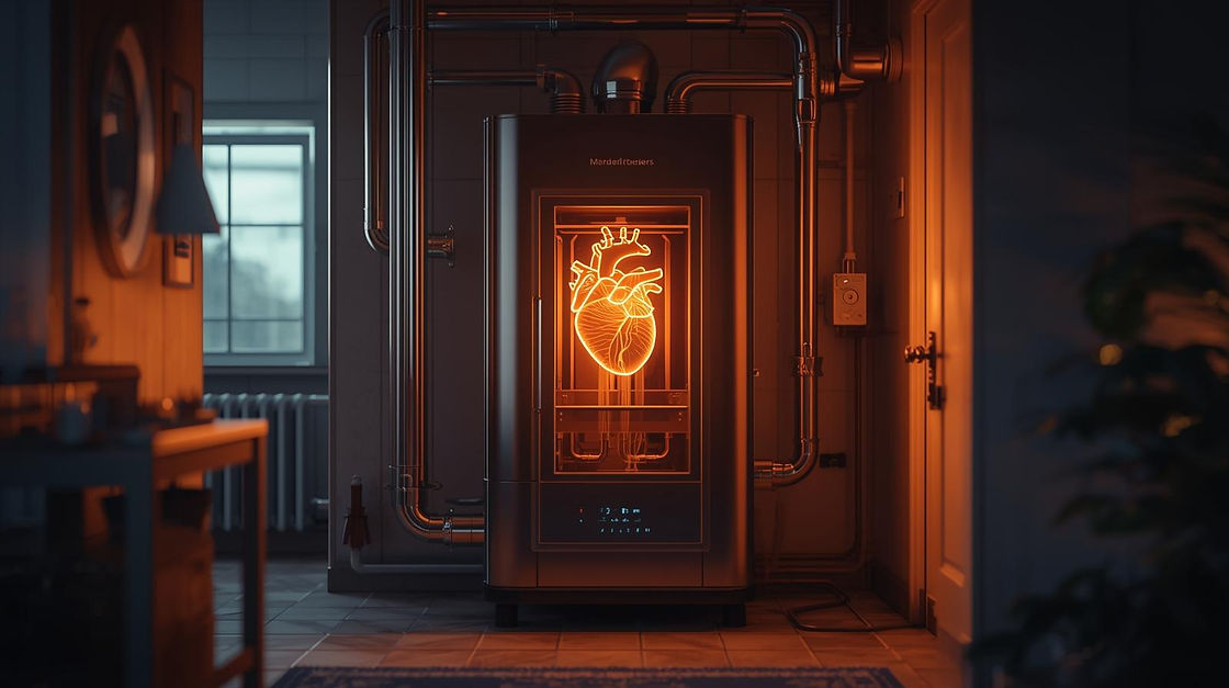 create me an image - a new efficient model boiler as the heart of a home.jpg