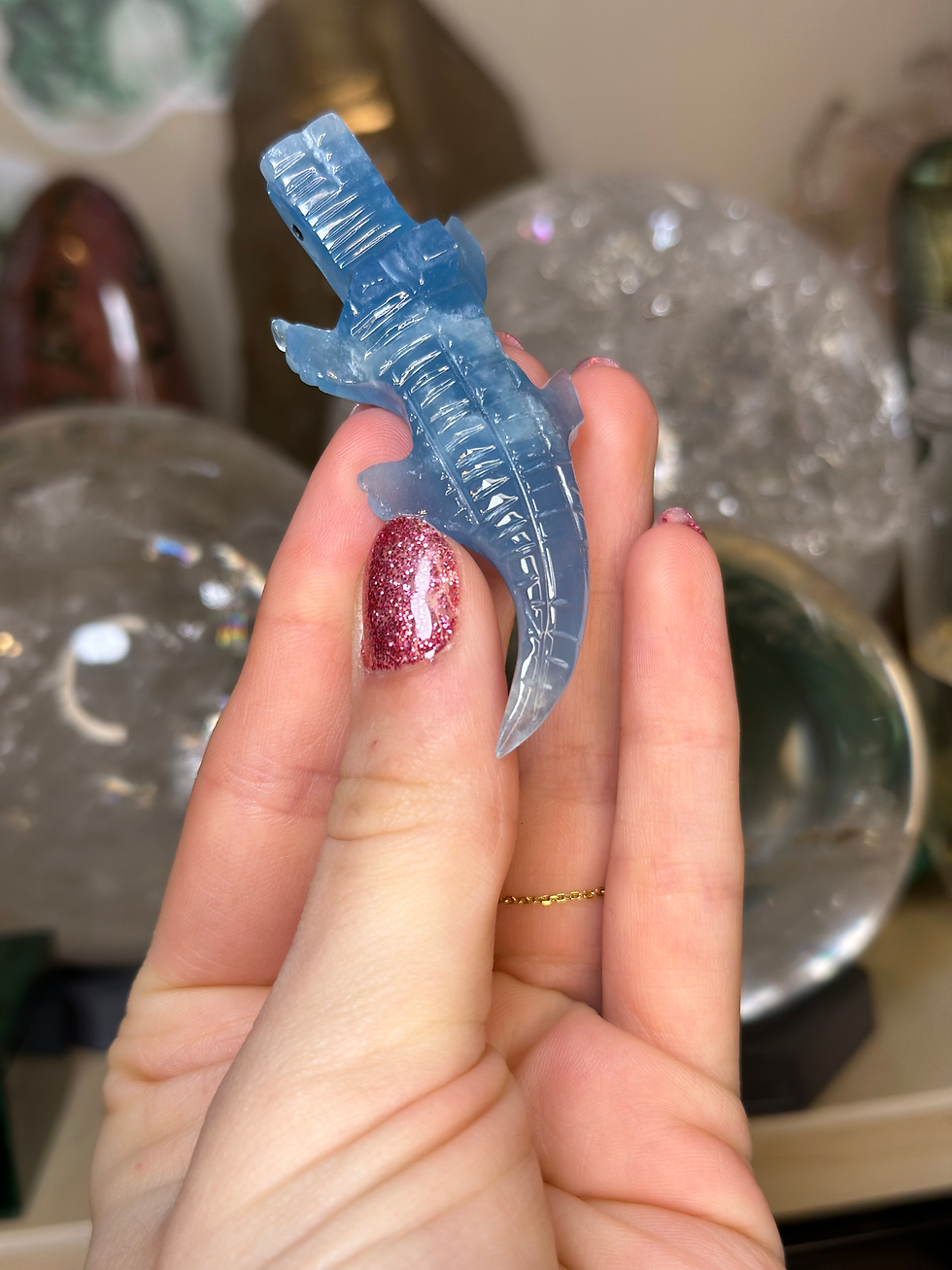 Thumbnail: Intuitively selected lemurian aquatine calcite alligator 
