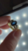 Thumbnail: 1940s 14k blue sapphire with elegant emerald cut diamond accents 