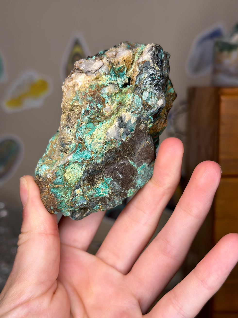 Thumbnail: Malachite and Quartz with Cuprite, Blue Wing Mine, N.C