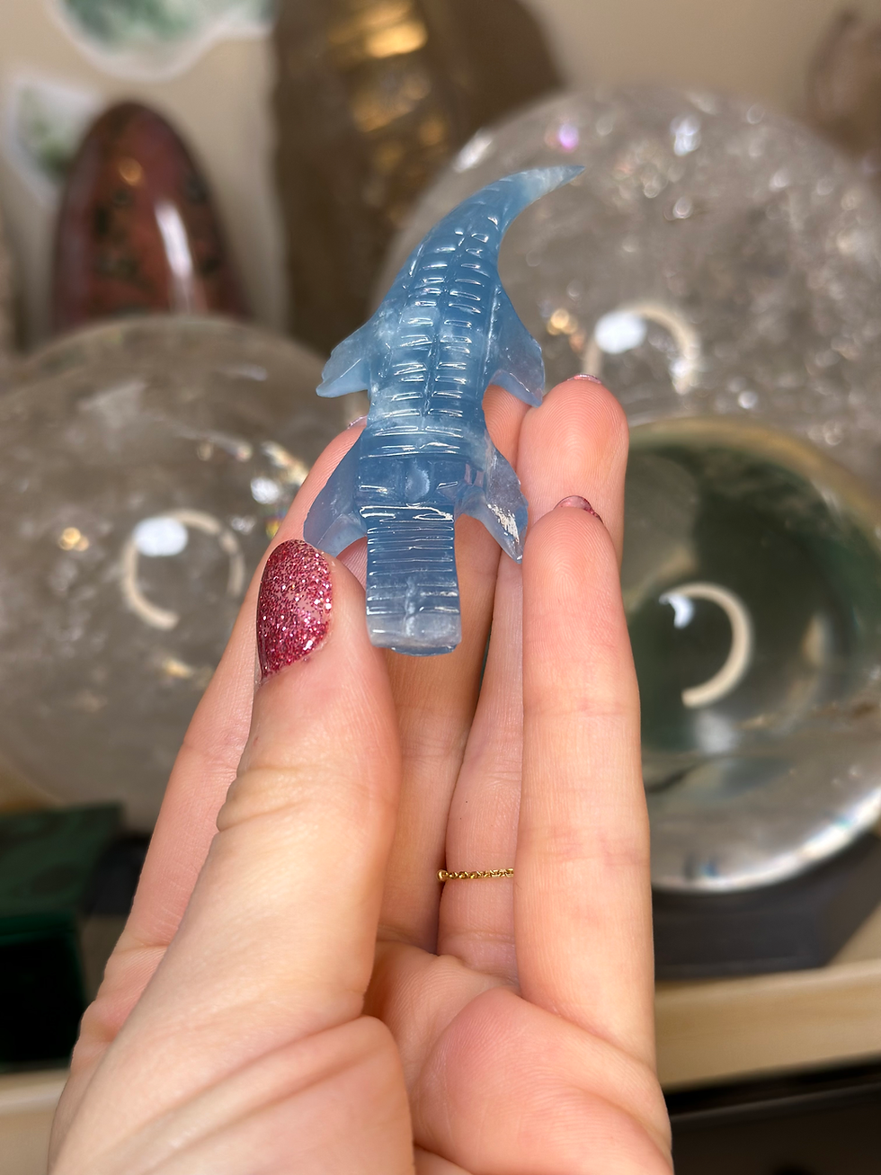 Thumbnail: Intuitively selected lemurian aquatine calcite alligator 