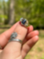 Thumbnail: 1940s 14k blue sapphire with elegant emerald cut diamond accents 