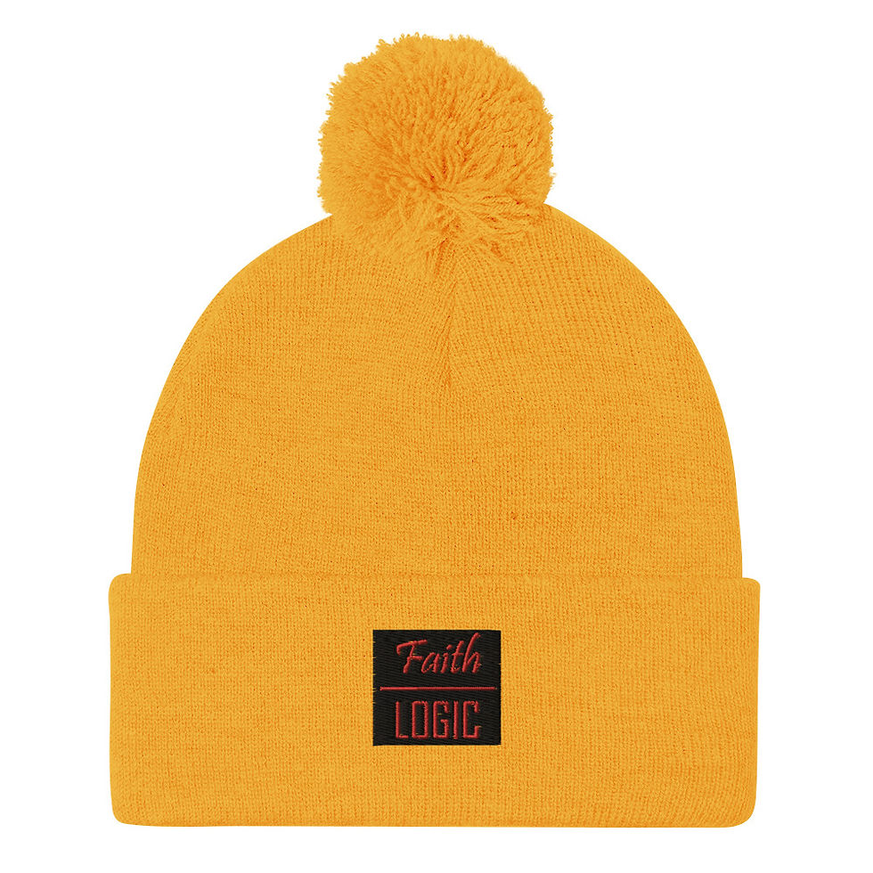 Thumbnail: Black/Red Block Logo | Pom-Pom Beanie