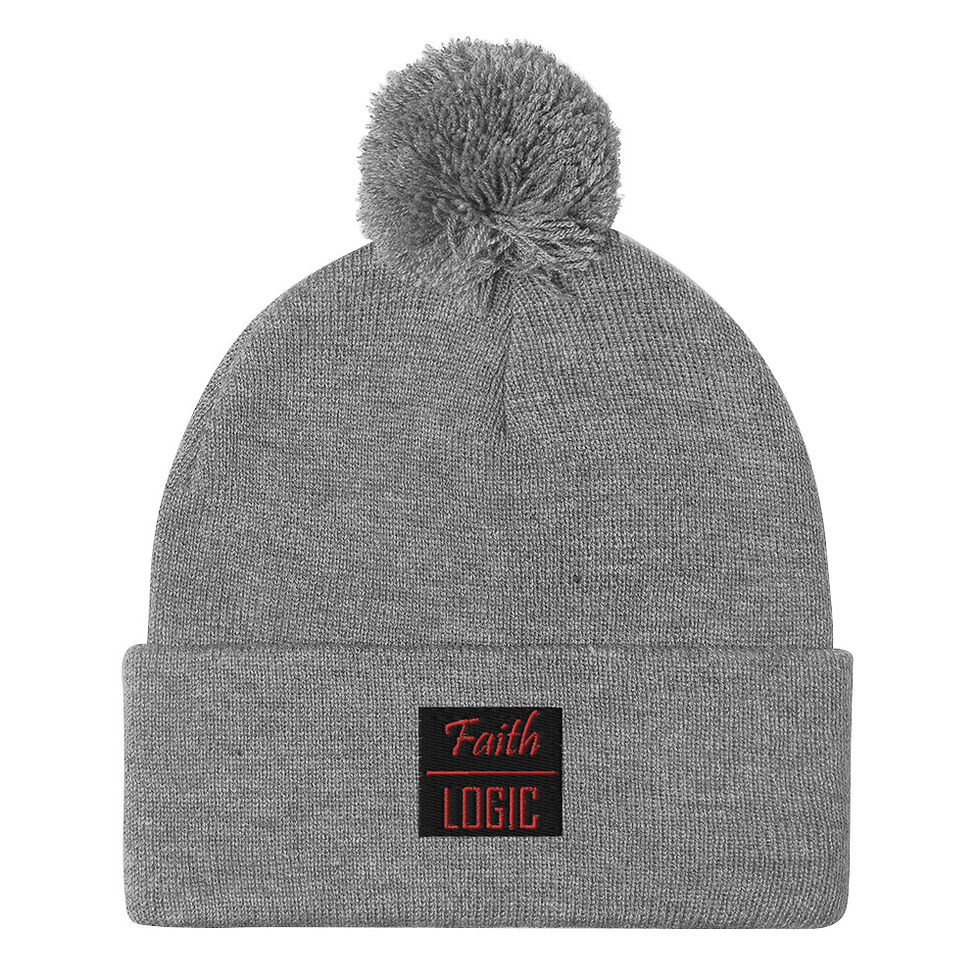 Thumbnail: Black/Red Block Logo | Pom-Pom Beanie