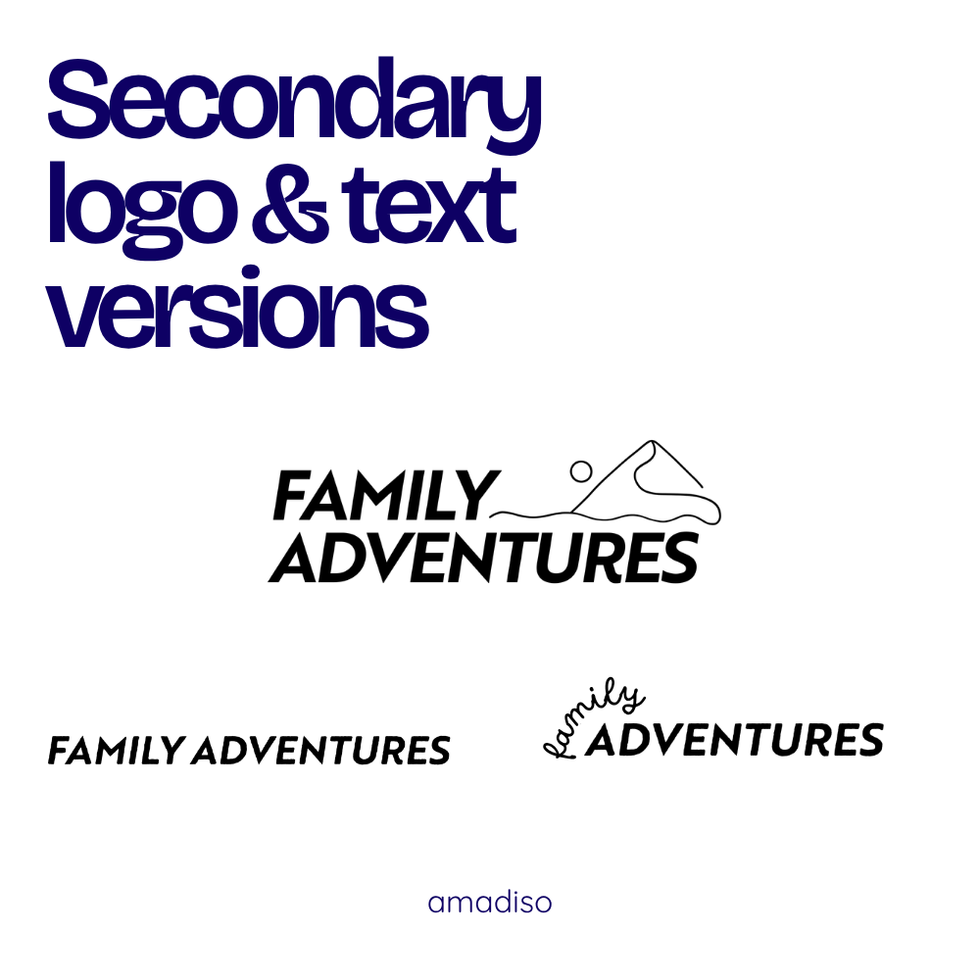 Secondary Family Adventures logo and wordmark variations from the corporate identity