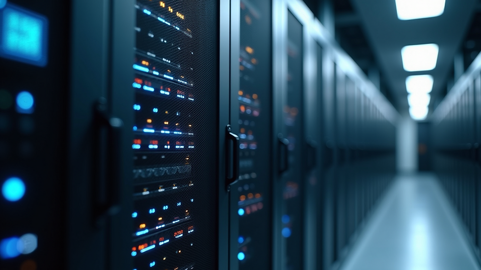 Close-up view of a server rack in a secure data center