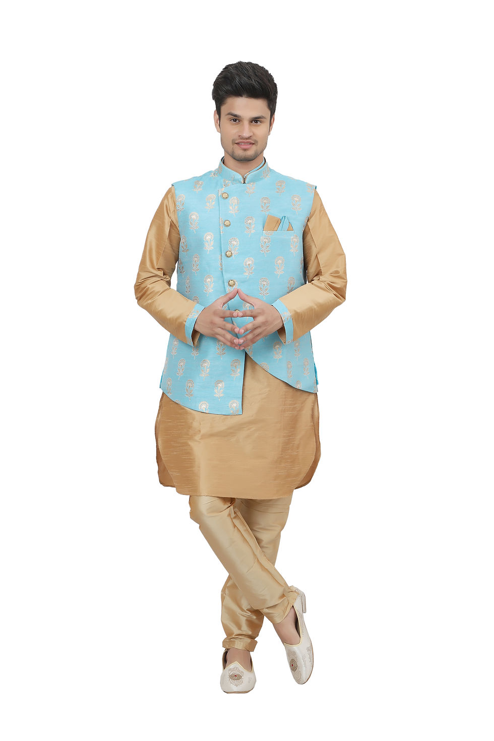 Ethnic | Kurta Paijama | Indian | Beige and Golden | Man