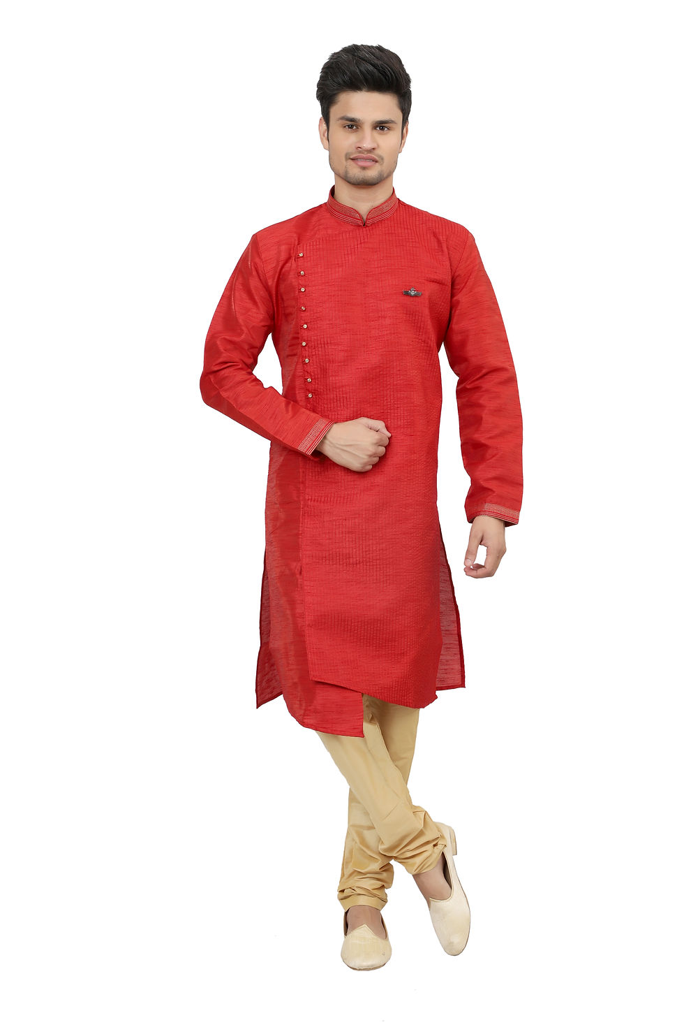 Ethnic | Kurta Paijama | Indian | Red Color | Nick Line | Full Sleeve