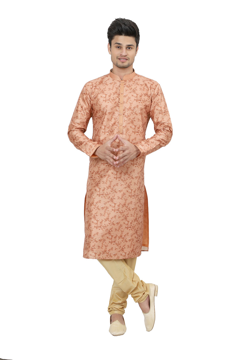 Ethnic | Kurta Paijama | Indian | Beige and Golden | Full Sleeve
