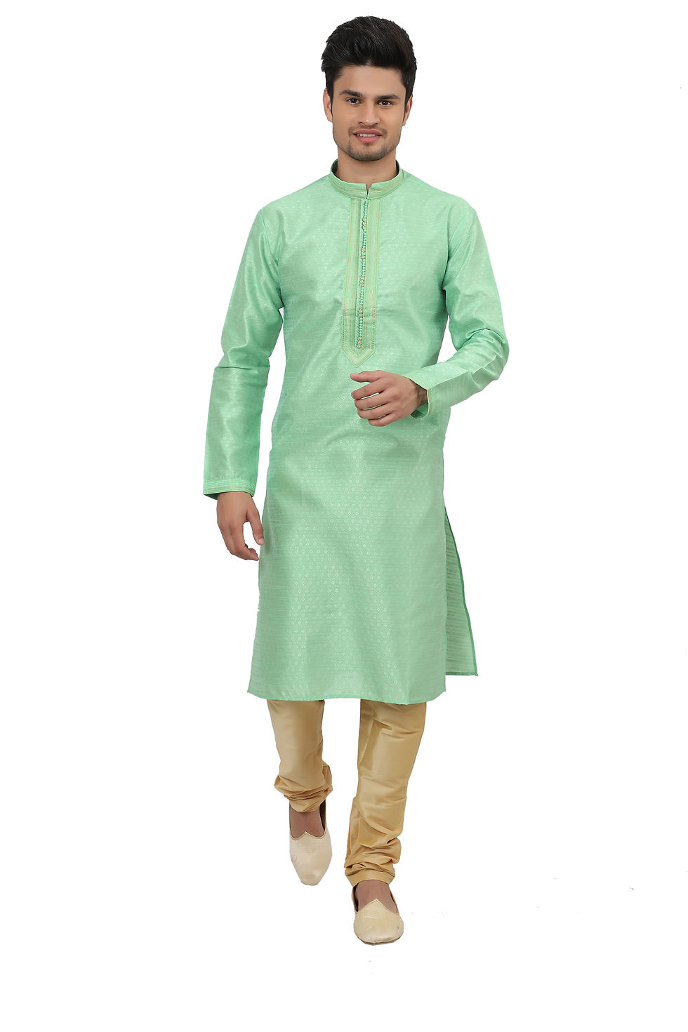 Ethnic | Kurta Paijama | Indian | Light Green Color | Full Sleeve