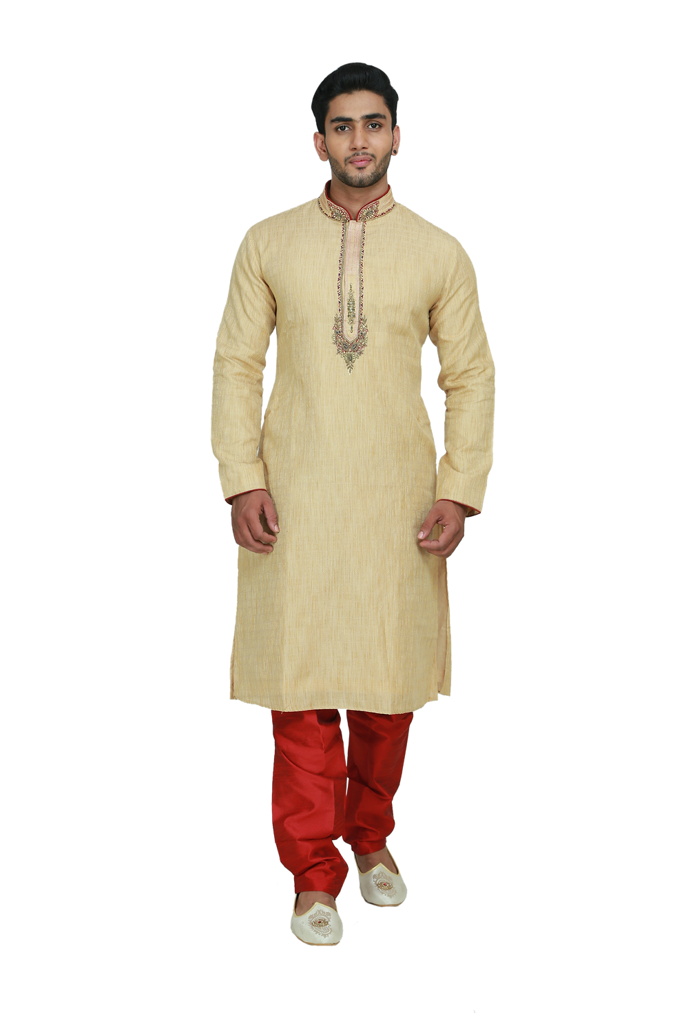 Ethnic | Woven Art Silk Kurta Set in Pale Yellow | Indian | Kurta Paijama