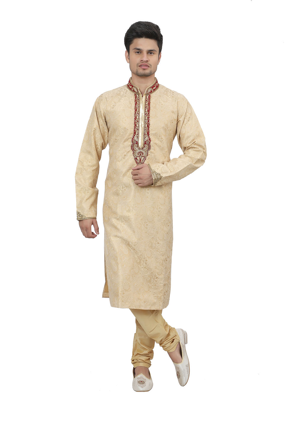 Ethnic | Kurta Paijama | Indian | Beige Color | Full Sleeve
