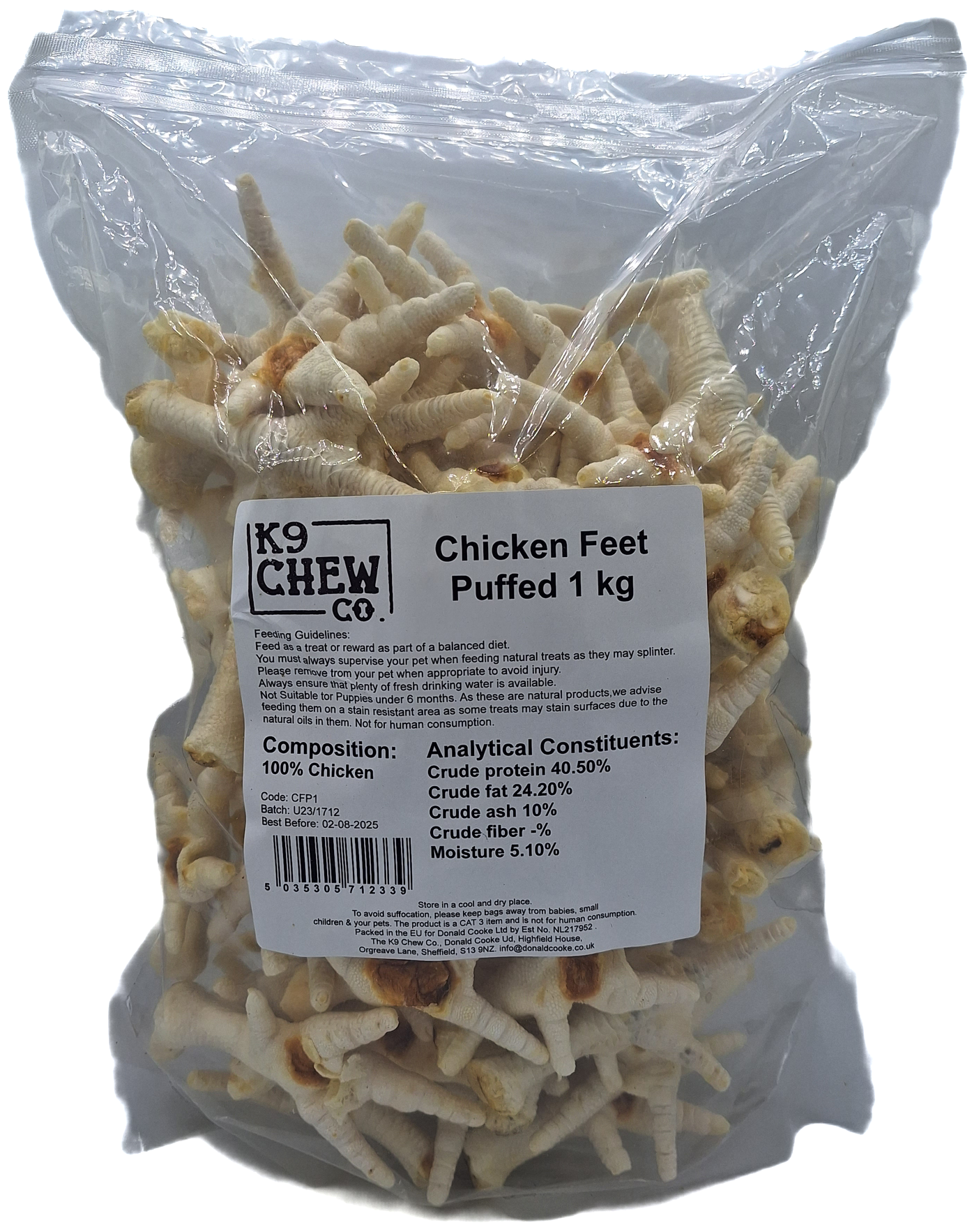 K9 Chew Co. Puffed Chicken Feet 1kg