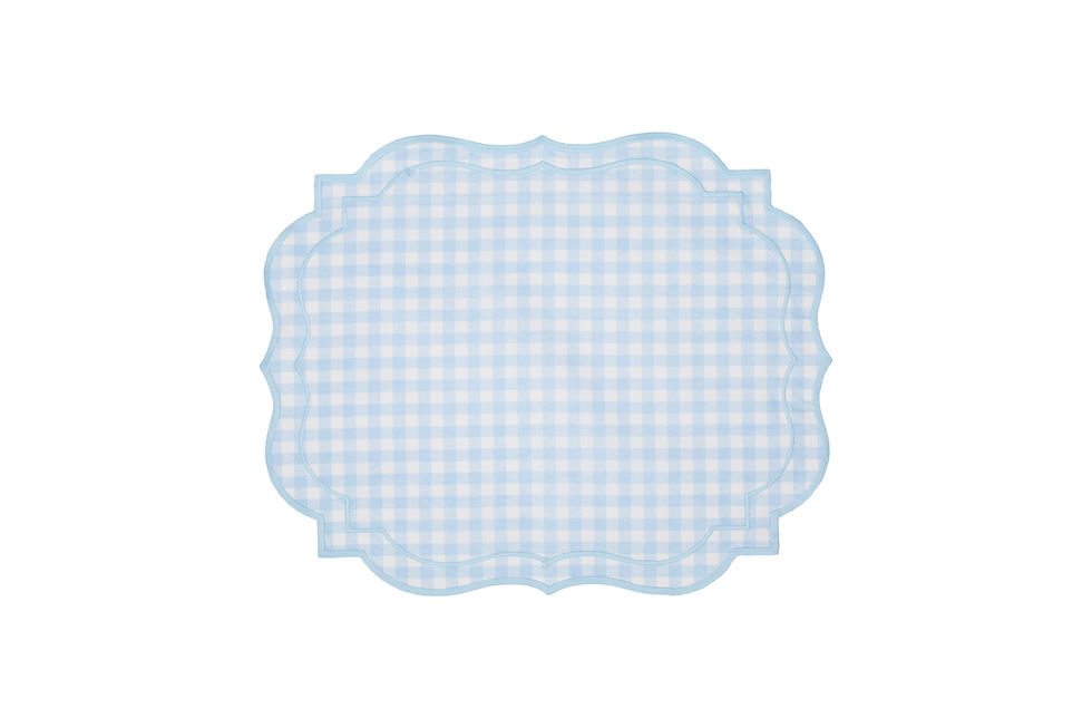 Jogo Americano Dupla Face Xadrez Azul Claro Retangular