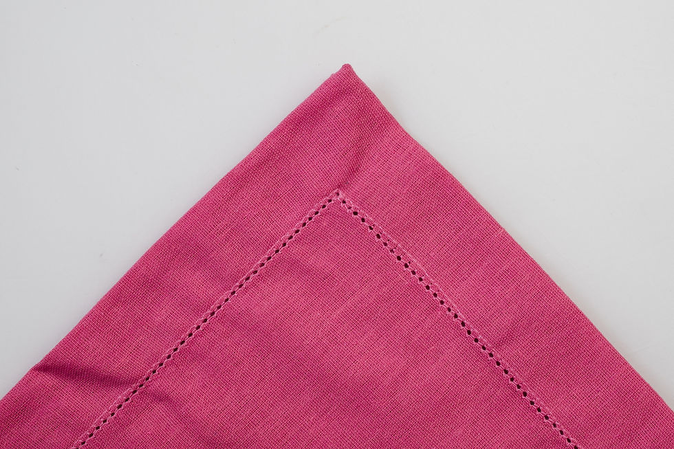 Guardanapo de Linho Premium Ponto Ajour Rosa Claro