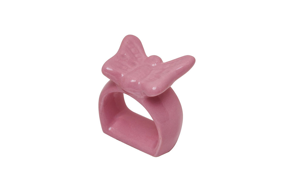 Porta-Guardanapo de Cerâmica Borboleta Rosa