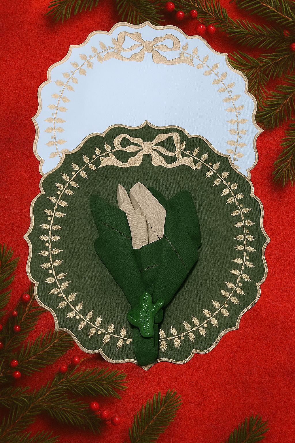 Sousplat Laço de Natal Dupla Face