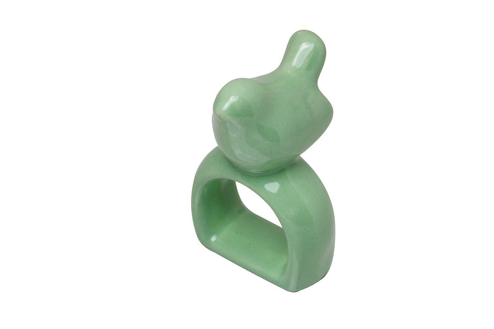 Porta-Guardanapo de Cerâmica Passarinho Verde