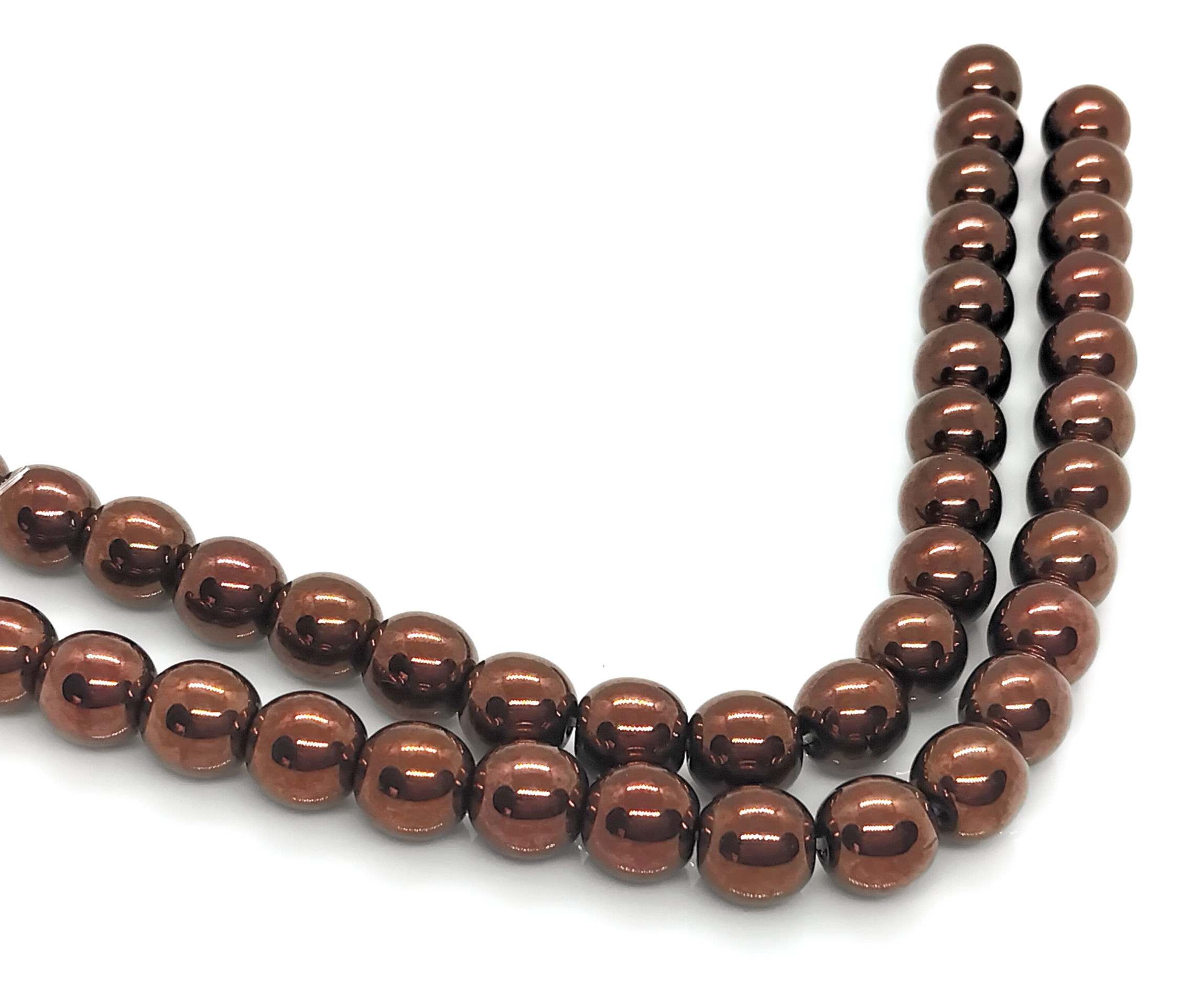Plated Hematite Round Beads 8mm - Strand of 20