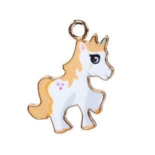 Thumbnail: Enamelled Metal Unicorn Charms - Pink or Yellow - Pack of 4