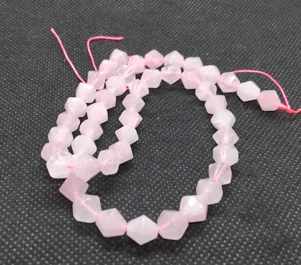 120cts Rose Quartz Bicones Approx 8mm 38cm strand