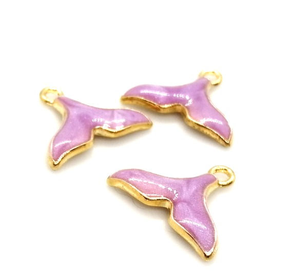 Thumbnail: Enamelled Pendant - Shimmery Whale Tail - Choice of Colours