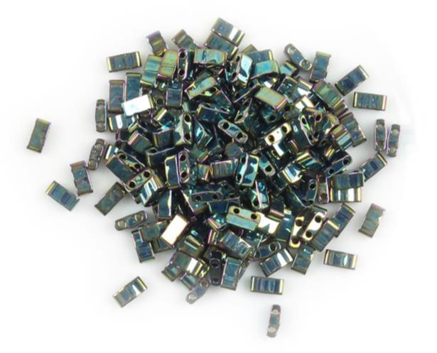 Miyuki Half Tila Metallic Green Iris Beads Approx 5x2mm (7.8GM/TB) -XKBD31
