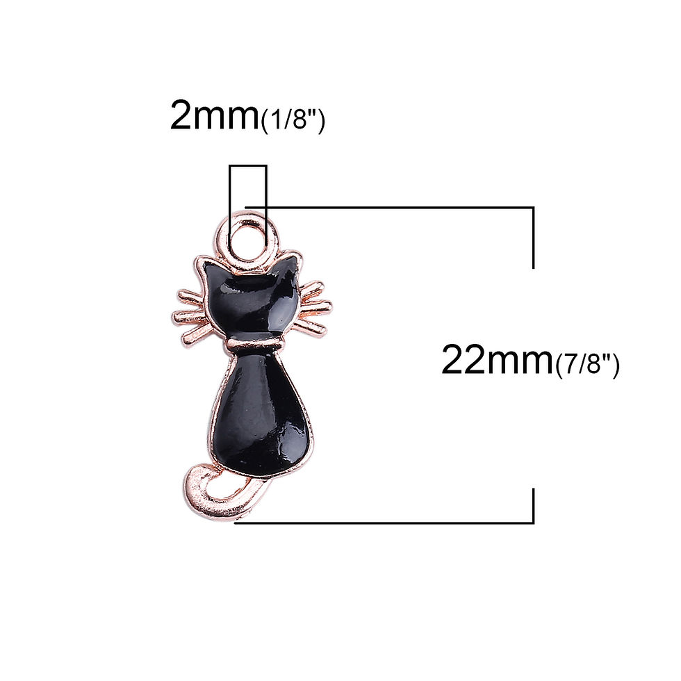 Thumbnail: Enamelled Charm - Black Cat - Rose Gold Plated