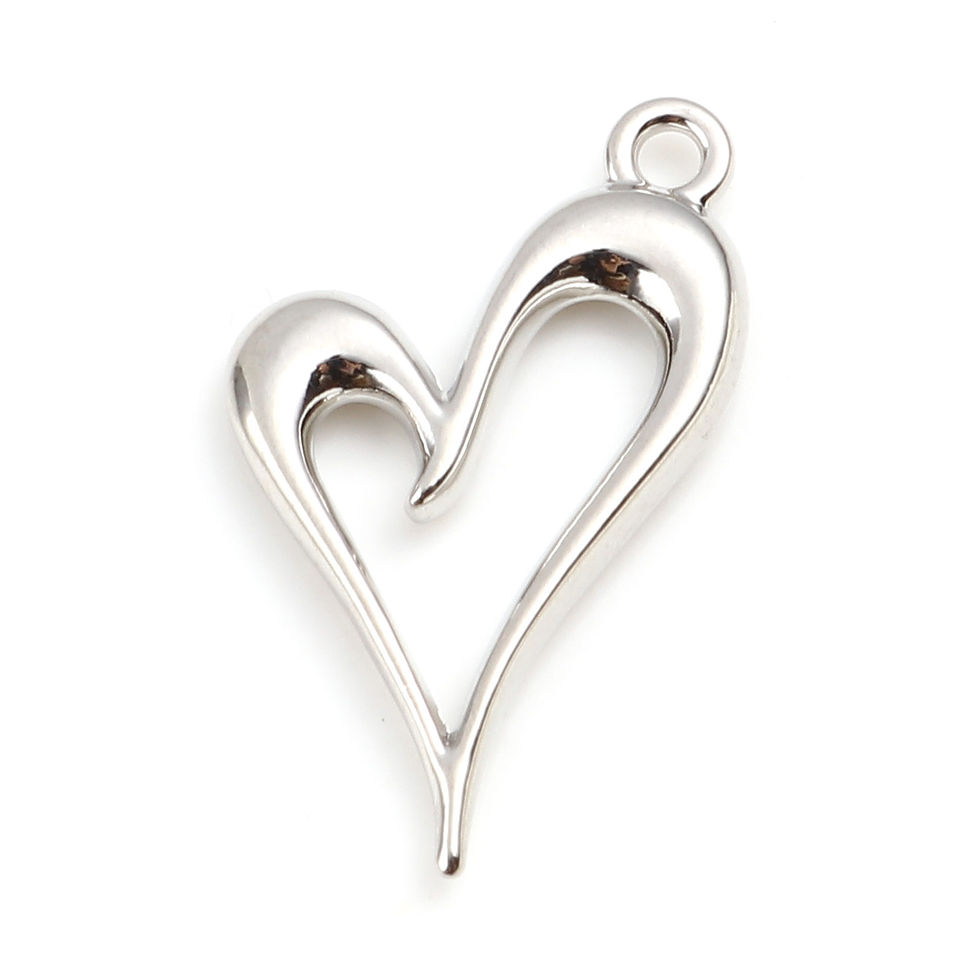 Thumbnail: Metal Heart Charm 24mm - Red or Silver