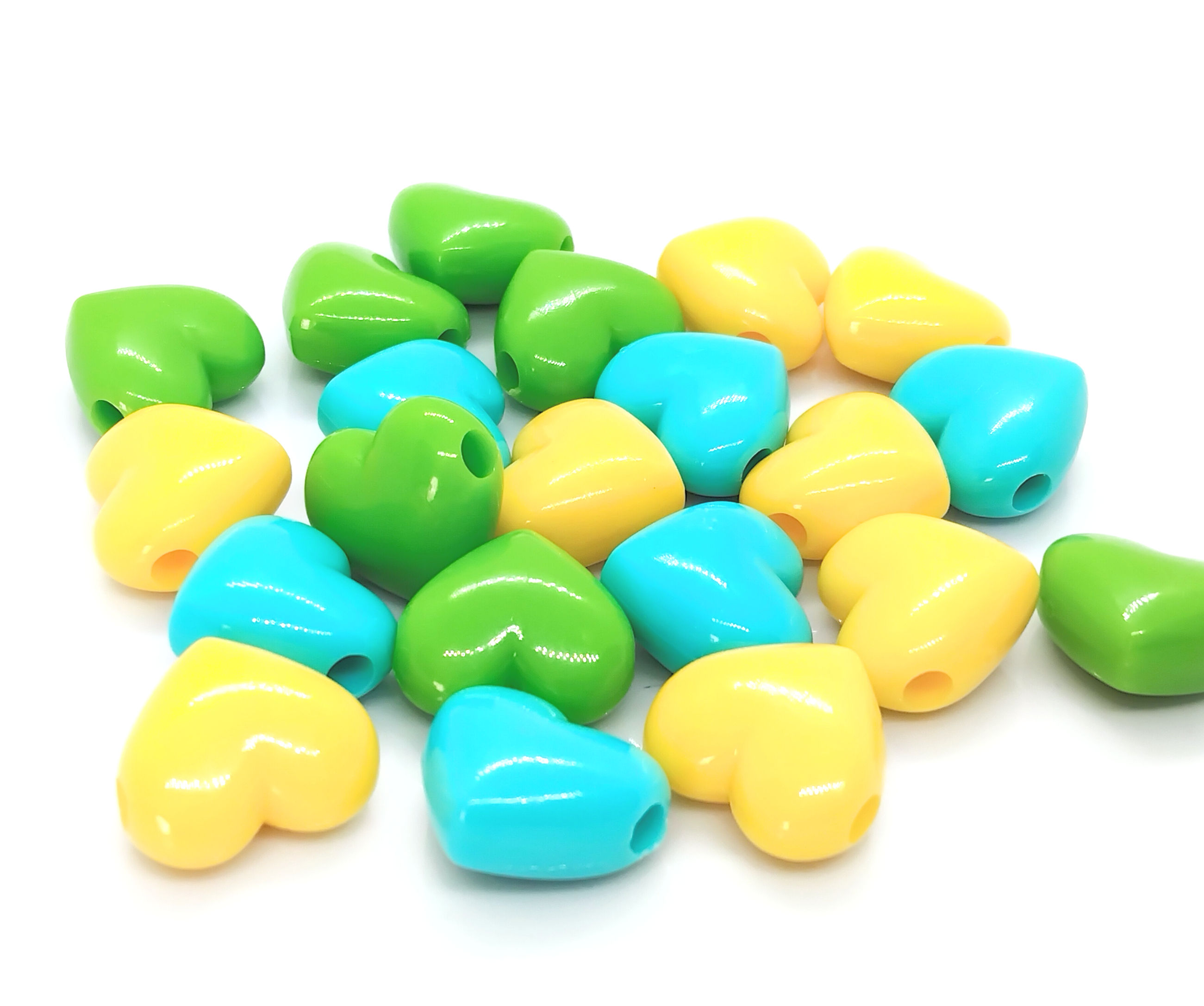 Large Heart Pony Beads 20x15mm - Pack of 21 Mixed