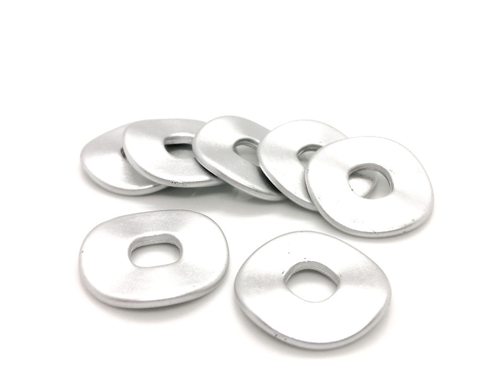 Thumbnail: Large Hole Wavy Washer Bead 24mm - Matte Style Gold or Silver